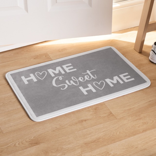 OHS Washable Home Sweet Home Printed Mat - Grey - image 1