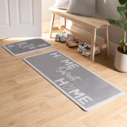 OHS Washable Home Sweet Home Printed Mat - Grey - thumbnail 3