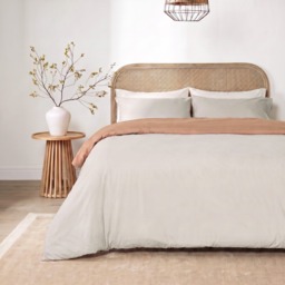 OHS Reversible Duvet Cover Set, Stone/Toffee - Double - thumbnail 1