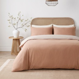 OHS Reversible Duvet Cover Set, Stone/Toffee - Double - thumbnail 2
