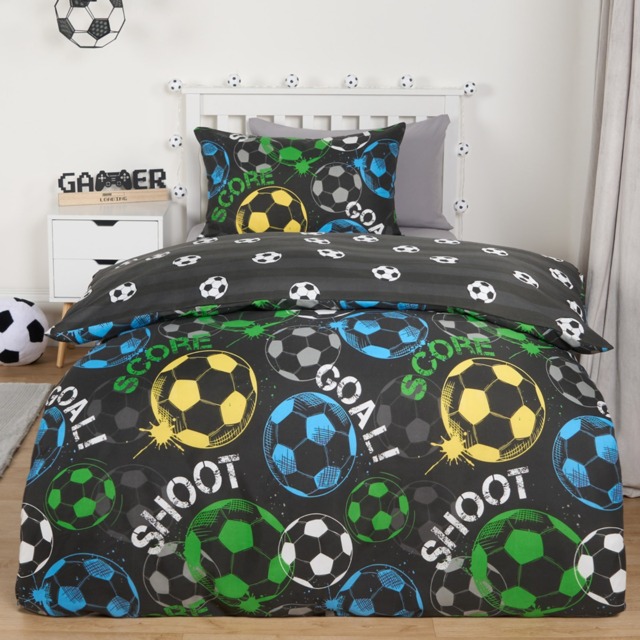 OHS Football Graphic Reversible Duvet Cover Set, Black - Single - image 1