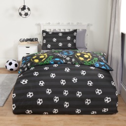 OHS Football Graphic Reversible Duvet Cover Set, Black - Single - thumbnail 4