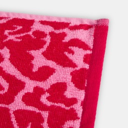OHS 100% Cotton Jacquard Leopard Bath Towel - Pink - thumbnail 3
