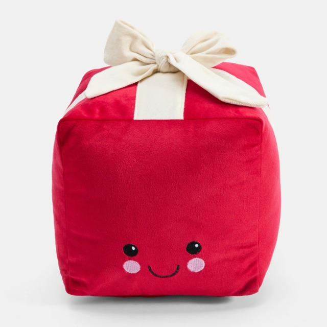 OHS Bow Present Shaped Cushion - Red/Cream - image 1