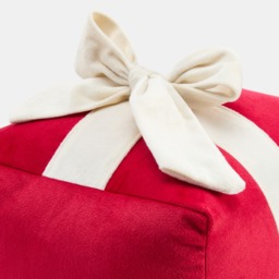 OHS Bow Present Shaped Cushion - Red/Cream - thumbnail 3