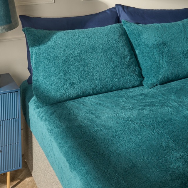 OHS Teddy Fleece Fitted Sheet, Teal - Single - image 1