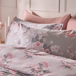 OHS English Rose Floral Duvet Set, Grey - Double - thumbnail 4