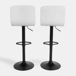 OHS Set of 2 Adjustable Bouclé Bar Stools - Cream - thumbnail 4