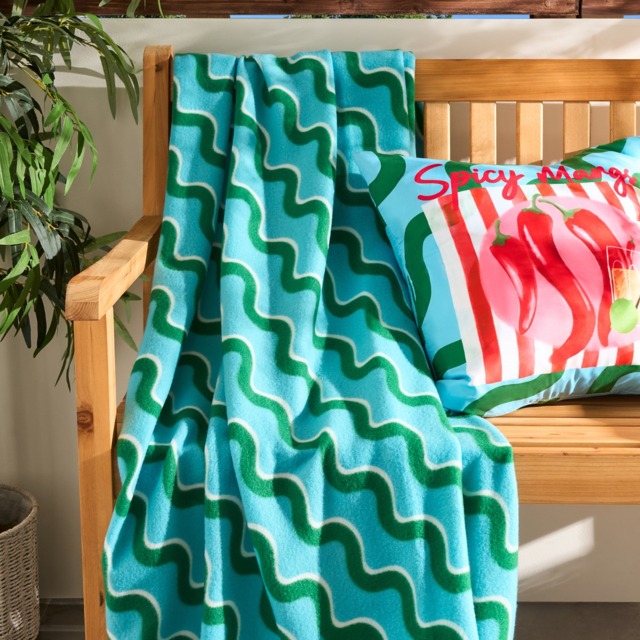 OHS Swirl Fleece Throw - Blue/Green - image 1