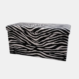 OHS Zebra Print Velvet Foldable Rectangle Storage Ottoman - Monochrome - thumbnail 2