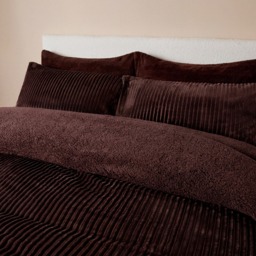 OHS Ribbed Fleece Duvet Cover Set, Coffee - King - thumbnail 2