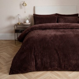 OHS Ribbed Fleece Duvet Cover Set, Coffee - King - thumbnail 1