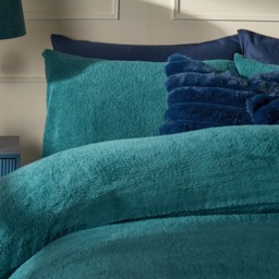 OHS Teddy Fleece Duvet Cover Set, Teal - King - thumbnail 3