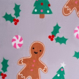 OHS Christmas Gingerbread Fleece Duvet Cover Set, Grey - Single - thumbnail 5