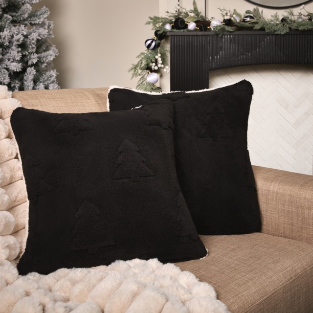 OHS Tufted Winter Tree Cushion Covers, Black - 45 x 45cm - image 1
