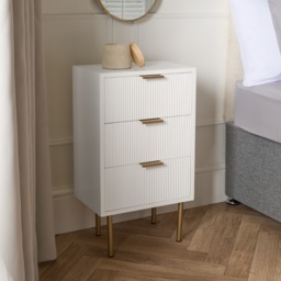 OHS Ribbed 3-Drawer Bedside Table - White - thumbnail 2
