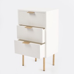 OHS Ribbed 3-Drawer Bedside Table - White - thumbnail 5