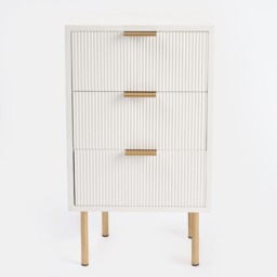 OHS Ribbed 3-Drawer Bedside Table - White - thumbnail 4