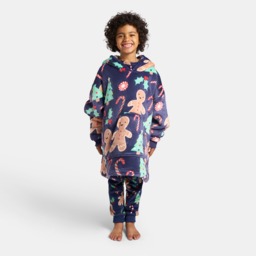 OHS Kids Gingerbread Man Hoodie Blanket - Navy - thumbnail 1
