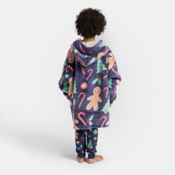 OHS Kids Gingerbread Man Hoodie Blanket - Navy - thumbnail 2
