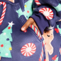 OHS Kids Gingerbread Man Hoodie Blanket - Navy - thumbnail 4