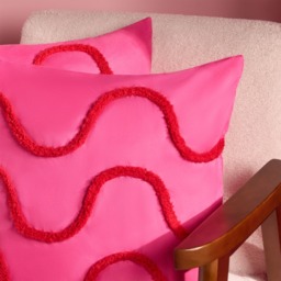 OHS 4 Pack Tufted Wave Cushion Covers - Hot Pink/Red - thumbnail 2