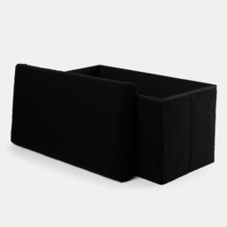 OHS Bouclé Foldable Rectangle Storage Ottoman - Black - thumbnail 5