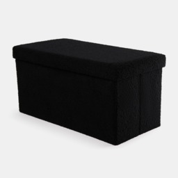 OHS Bouclé Foldable Rectangle Storage Ottoman - Black - thumbnail 4