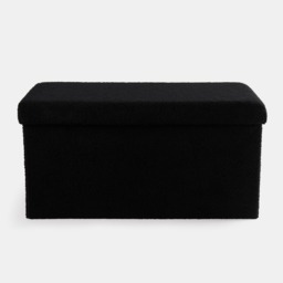OHS Bouclé Foldable Rectangle Storage Ottoman - Black - thumbnail 3