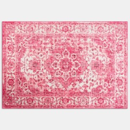 OHS Washable Vintage Printed Rug, Pink - 80 x 150cm - thumbnail 3