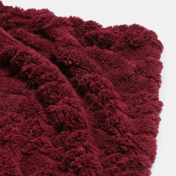 OHS Cable Knit Sherpa Throw, Burgundy - 130 x 160cm - thumbnail 5
