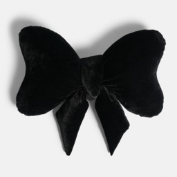 OHS Velvet Bow Shaped Cushion - Black - thumbnail 3
