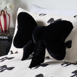 OHS Velvet Bow Shaped Cushion - Black