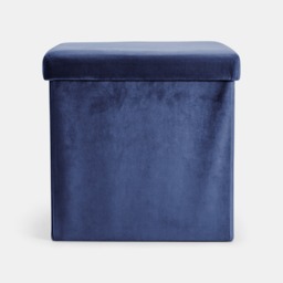 OHS Matte Velvet Foldable Cube Storage Ottoman - Navy - thumbnail 3