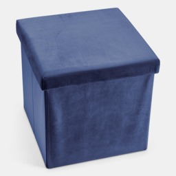 OHS Matte Velvet Foldable Cube Storage Ottoman - Navy - thumbnail 4