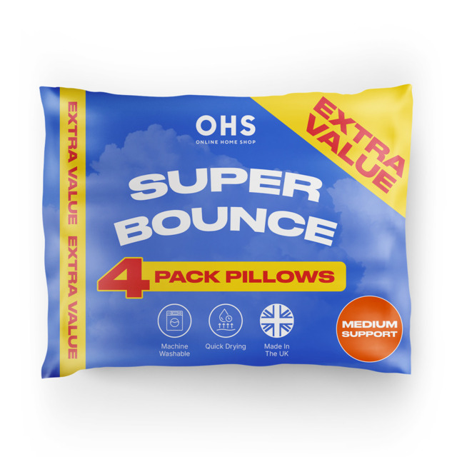 OHS Extra Value Super Bounce Pillows, White - 4 Pack - image 1