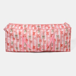 OHS Multi Bow Stripe Christmas Tree Storage Bag - Pink/White - thumbnail 1