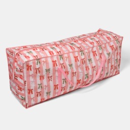 OHS Multi Bow Stripe Christmas Tree Storage Bag - Pink/White - thumbnail 2