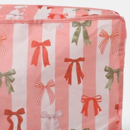 OHS Multi Bow Stripe Christmas Tree Storage Bag - Pink/White - thumbnail 3