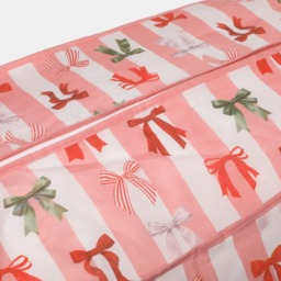 OHS Multi Bow Stripe Christmas Tree Storage Bag - Pink/White - thumbnail 5