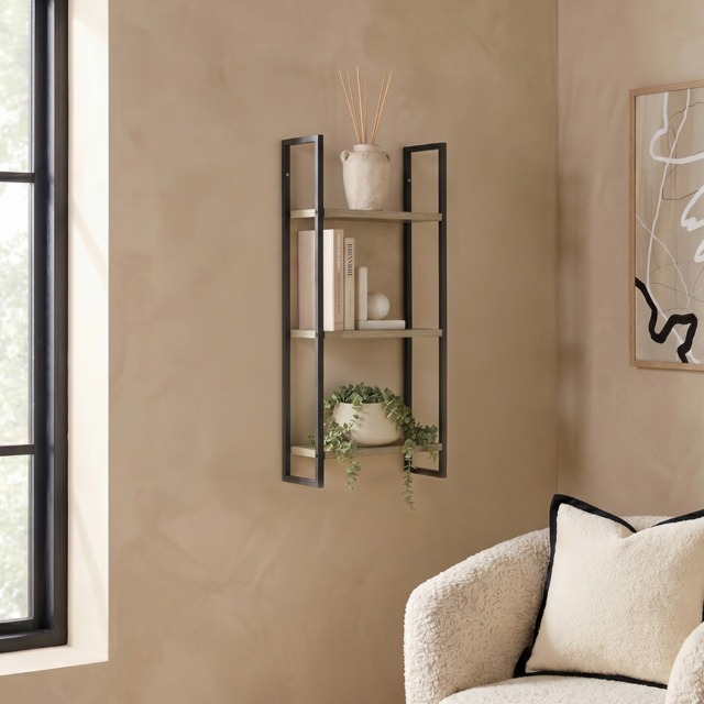 OHS 3-Tier Wall Mounted Shelf - Light Wood - image 1
