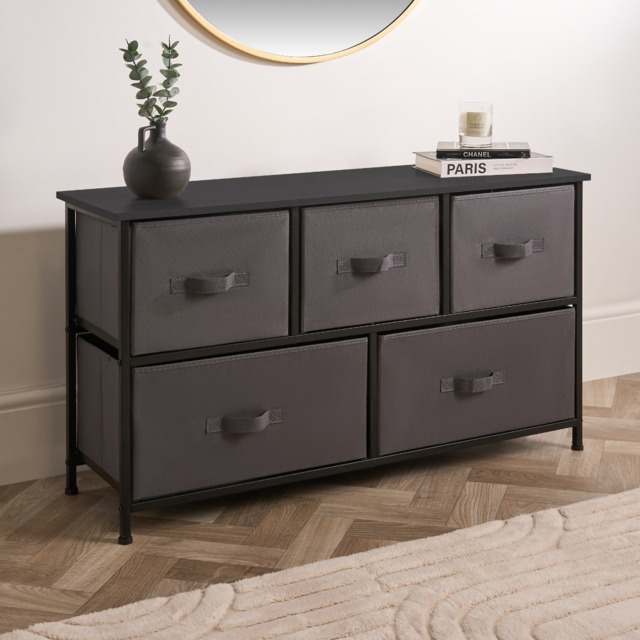 OHS Brooklyn Fabric 5 Drawer Chest - Grey - image 1