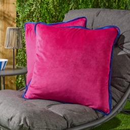 OHS Matte Velvet Piped Edge Cushion Covers, Hot Pink/Blue  45 x 45cm