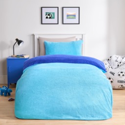 OHS Teddy Fleece Reversible Duvet Cover Set, Blue/Sea Blue - Double - thumbnail 5
