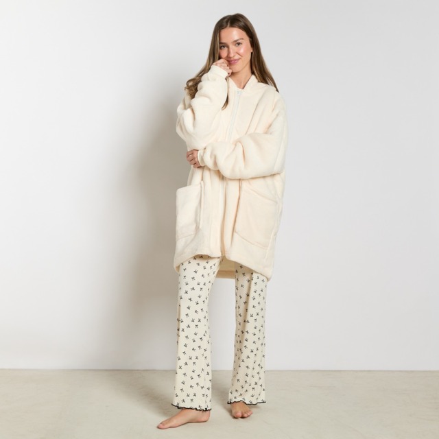 OHS Adults Zipper Hoodie Blanket - Cream - image 1
