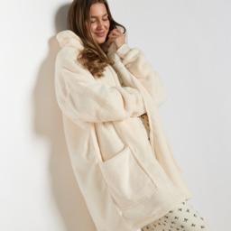 OHS Adults Zipper Hoodie Blanket - Cream - thumbnail 3