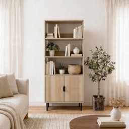 OHS Ribbed Display Unit - Light Wood