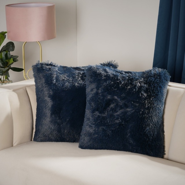 OHS 4 Pack Fluffy Cushion Covers, Navy - 45 x 45cm