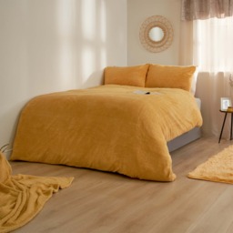 OHS Teddy Fleece Duvet Cover Set, Mustard - Double - thumbnail 1