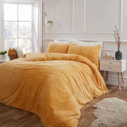 OHS Teddy Fleece Duvet Cover Set, Mustard - Double - thumbnail 4